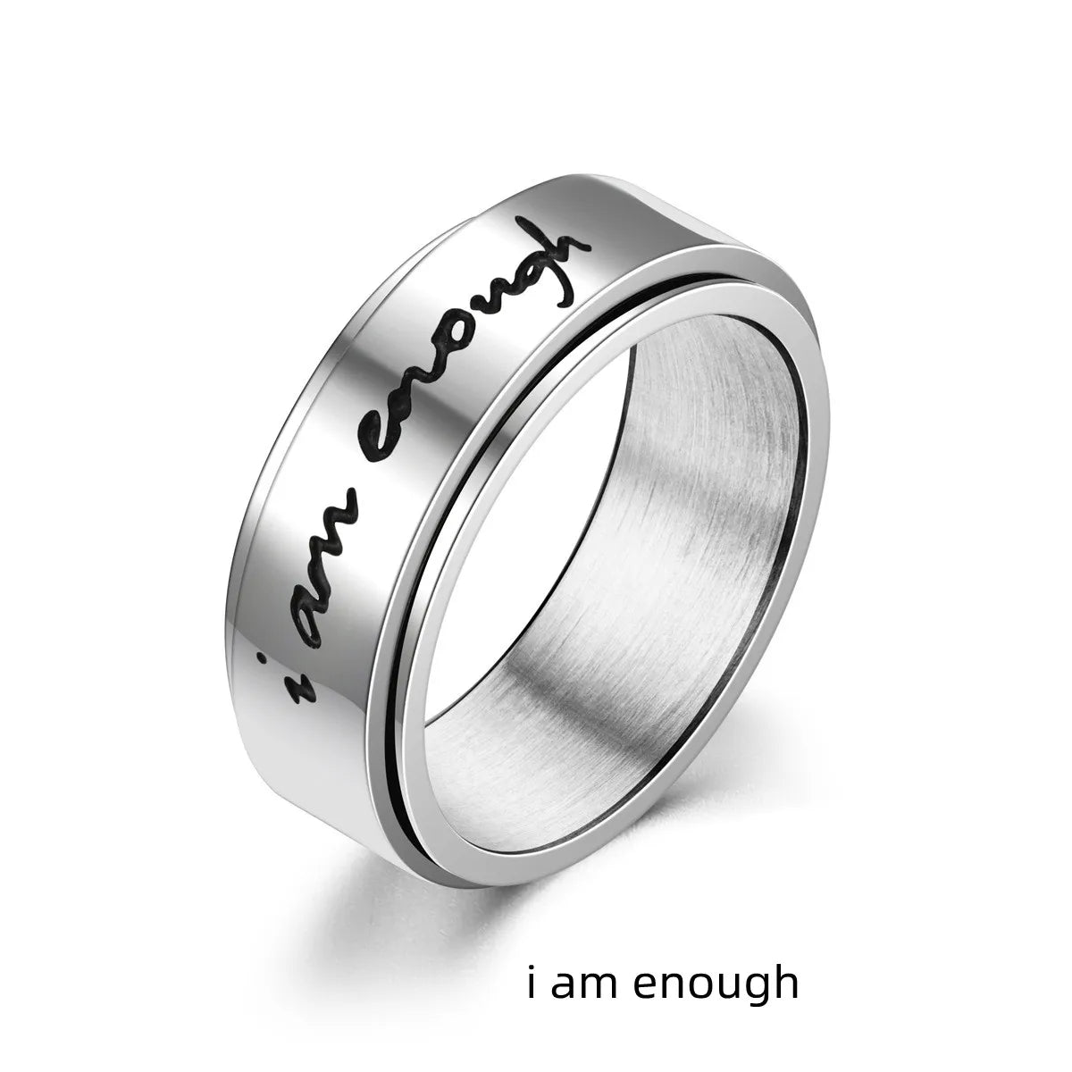 Freely Spinning Fidget Rings with engraved design