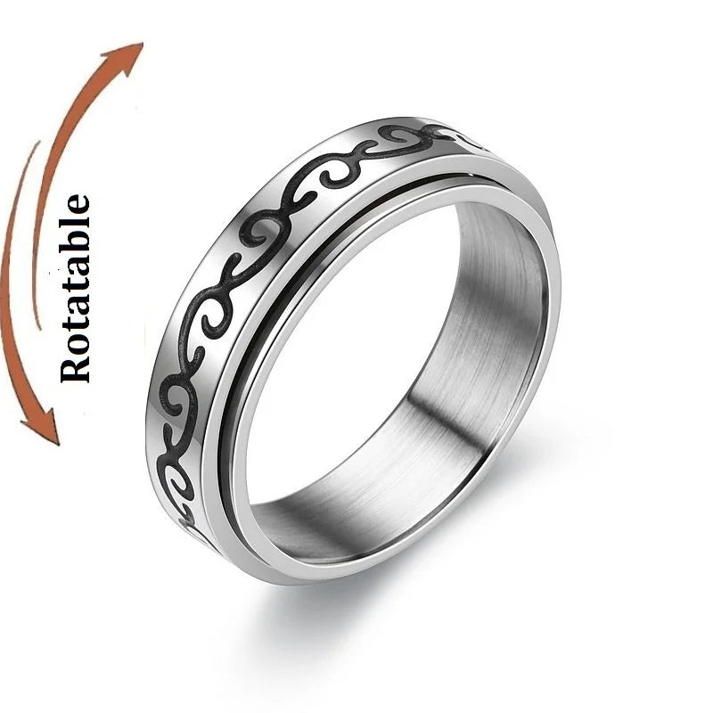 Freely Spinning Fidget Rings with engraved design