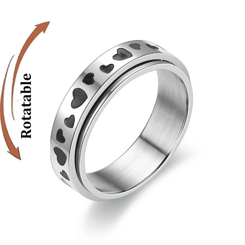 Freely Spinning Fidget Rings with engraved design