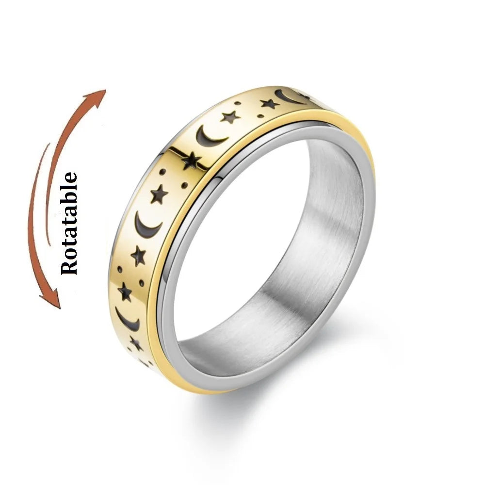 Celestial Stainless Steel Fidget Ring Rose Gold