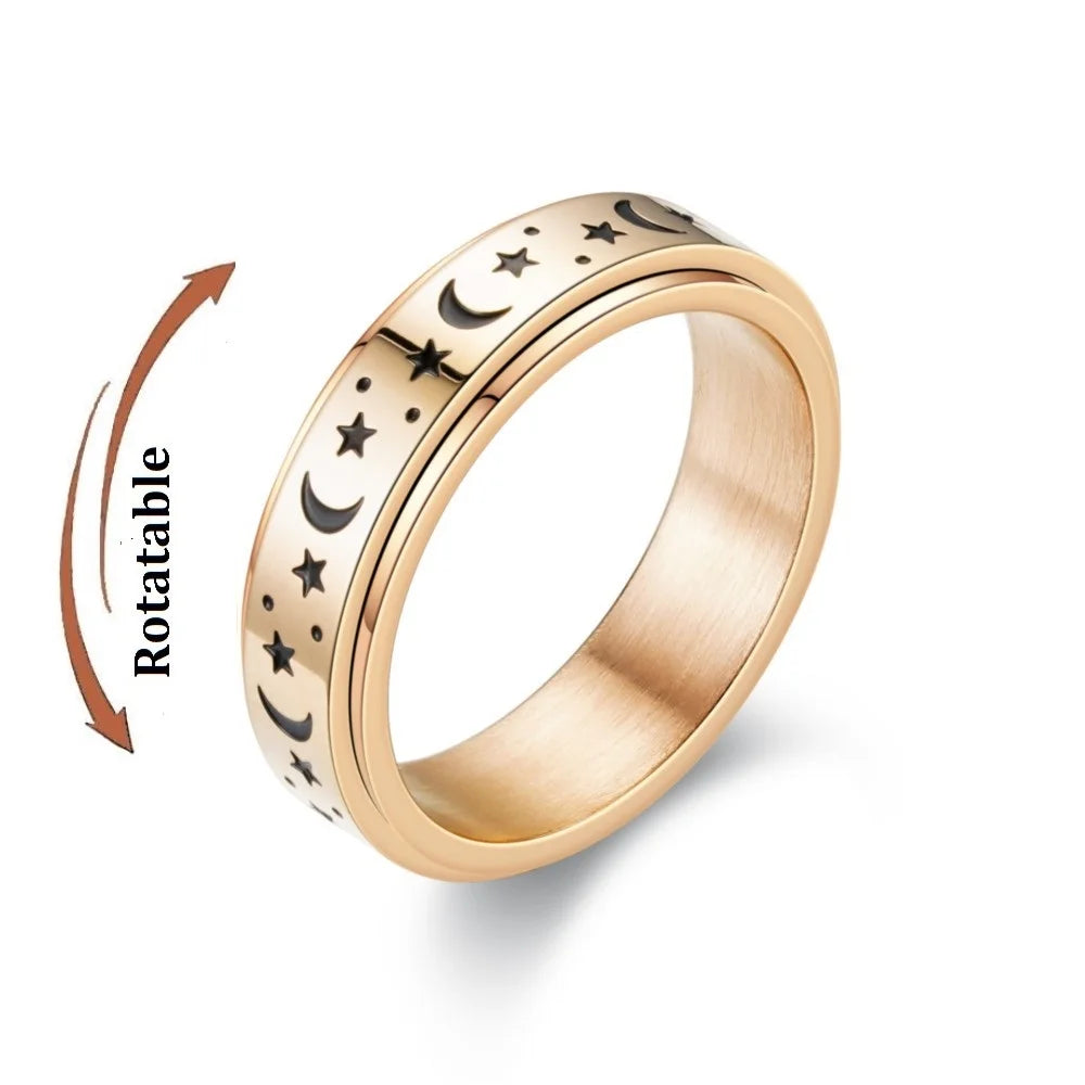 Celestial Stainless Steel Fidget Ring Rose Gold